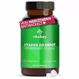 Vitabay Vitamin D3 Depot 50.000 I.E. – 120 vegane Tabletten – hochdosiert & vegan – ohne Zusatzstoffe – laborgeprüft – Vorrat für lange Zeit