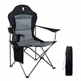 EVER ADVANCED Luxus Campingstuhl Faltbar 160KG Belastbar Ultragroß mit Hoher Rückenlehne, Bequemer Klappstuhl mit Seitentsche & Getränkehalter für Camping Garten Balkon Anglen, Gartenstuhl Angelstuhl