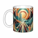 WHJDPP Eine bunte Weltbild-Tasse aus Keramik für Cappuccino, Latte, Müsli, Joghurt, Milch, heiße oder kalte Getränke, Mikrowellenofen