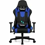 Homimaster Gaming Stuhl, Bürostuhl Ergonomisch mit verstellbare Lendenkissen, Kopfkissen und Armlehnen, Gaming Chair Gepolstert, Gamer Stuhl Wippfunktion, Gaming Stuhl 150 kg Belastbarkeit