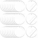 UTMACH 30 Stück 7,5 cm Runde Acrylglas Platte mit Loch, Transparent, 0,1 cm Dicke, für Bilderrahmen, Display, Malerei, DIY Handwerk