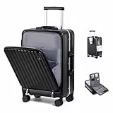Sea choice Handgepäck Koffer Hartschalen-Reisekoffer aus PC mit Front Laptopfach Rollkoffer USB-Anschluss mit 8 Spinner Rädern TSA Schloss und Getränkehalter
