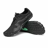 SAGUARO Barfußschuhe Herren Barfuss Schuhe Damen Zehenschuhe Outdoor & Indoor Fitnessschuhe Mit Breite Zehenbox, Vitality III - Barfußschuhe Sattes Schwarz,Gr.43