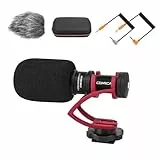 comica Kamera Mikrofon, CVM-VM10II Richtmikrofon Cardioid Shotgun Video Camcorder Mikrofon für Canon, Nikon, Fuji, Sony, Panasonic, Olympus DSLR-Kameras, Smartphones (mit Wind Muff) (rot)