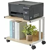 IBUYKE Unterschrank Druckerhalterung, 2-Ebenen Druckerwagen für Drucker, Mobil, Heim Desktop Organizer Regal mit 4 Rädern, für Drucker, Fax, Home Office, Hellholz TLJ007R