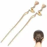 FRCOLOR 2er Set Haarstäbe Gold Chinesischer Haarschmuck Metall für Dutt Vintage Haarnadeln für Damen Elegant für Hochzeit Party & Alltag