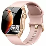 Smartwatch Damen Herren, 2.01' HD AMOLED Curved Smartwatch mit Bluetooth-Anrufe, Fitnessuhr mit Pulsmesser Schlafmonitor Schrittzähler, IP68 Wasserdicht, Lange Akkuleistung, Uhr für iOS Android Rosa