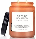 M&SENSE FiresideBourbon Duftkeren im Glas 550g saubere Sojawachskerze bis zu 110 Std. Brenndauer rauchige Kerze 2-Docht-Herbstduftkerze für Wohnungsdekoration Aromatherapiekerze für das Badezimmer
