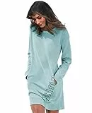 ELFIN Damen Sweatkleid Langarm Kleider Sweatshirt Dress Lässig Sportliche Longshirt Tops Minikleider mit Logodruck Herbst