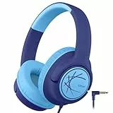 iClever Kopfhörer Kinder, Kinder Kopfhörer mit Kabel 85dBA Sichere Lautstärke, Stereo Sound, Over Ear Faltbare 3.5 mm Jack Kinder Kopfhörer für iPad, Tablets, Schule, Reisen, Navy blau