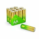 GP Ultra Alkaline Batterien AA 1,5V, (Mignon, LR6), Neue G-TECH Longlife-Technologie, ideal für energiehungrige Anwendungen, 12 Stück AA Batterien Ultra Alkaline