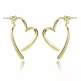 ASH'S CHOICE Creolen Gold Herz Damen, 14K Vergoldet Ohrringe Creolen mit Herz Anhänger Silber 925 Ohrringe Hängende Baumelnd Ohrstecker mit Herz Tropfen Leicht Ohrringe Open Hoop für Damen