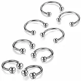 Flongo 8 Stück 6-12mm Edelstahl Ohrclip Ohrklemme Silber Kein Loch Fake Cheater Captive Ring Ohrpiercing Helix Cartilage Knorpel Piercing Lippenpiercing Nasenpiercing Set