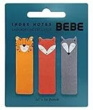 Interdruk Klein Haftnotizen Tiere – Lesezeichen für Kinder – Flaggen – Klebezettel – Notitzzettel – Haftmarker – Index Tabs – 60 St. – Tiger + Fuchs + Wolf