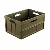 keeeper benno Stabile Profi-Klappbox mit Softgriffen, 45 l, Bis 50 kg Tragkraft, Lebensmittelecht, 54 x 37 x 27,5 cm, 45 l, Olive