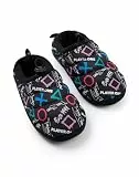Playstation Schwarze Slipper-Hausschuhe für Jungen | Grafikdruck mit Controller-Symbolen und „Player One, Forever Gaming“ | Indoor-Bekleidung für Gamer Merchandise
