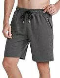 Wayleb Herren Sommer Einfarbig Freizeit Kurze Hosen Strand Shorts Leicht Baumwolle Sweat Sporthose Männer Kurz Jogginghose mit Reißverschlusstasche, Dunkelgrau S