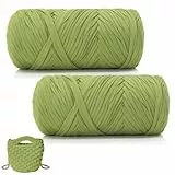 LOMUG 200g/75m T-Shirt Garn, T-Shirt Bändchengarn Zum Häkeln, Häkelgarn Dickes Garn für Häkeltaschen/Körbe/Teppiche, Heimdekoration, DIY-Kunsthandwerk (31.Wiese grün)