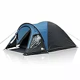 your GEAR Zelt Tivano - Kuppelzelt für 3 oder 5 Personen, Campingzelt mit Wohnraum und Fenstern, UV 50+ Sonnenschutz, dunkle Schlafkabine, Blau Grau, 5 Mann Version mit Stehhöhe und Seiteneingang