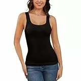 MISS MOLY Shape Unterhemd Damen Bauch Weg Shapewear Nahtloses Formende Tops Für Damen Figurformendes Trägertop Body Shaper Kompressions Tanktop Shirt Camisole(Schwarz, L)