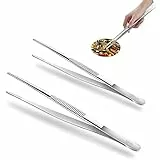 2 Stück Küchenpinzette Edelstahl, Pinzette Küche 20 cm und 30 cm, Professionelle Kochpinzette, Langlebige Fleisch und Grillpinzette
