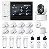 LWOHSI WiFi+4G Alarmsystem mit Kamera – Smart Home Alarmsystem kabellos mit 4,3 Zoll Touchscreen für Haus/Wohnung/Büro/Garage