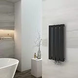 EMKE Design Heizkörper Klein, 600x304 mm Vertikal Flachheizkörper mit Mittelanschluss, Einlagig Schwarz Paneelheizkörper Wandheizkörper für Bad, Schlafzimmer & Wohnzimmer, 210W