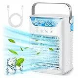 Bewinner Klimaanlage Mobil - Tragbares Klimagerät & Luftkühler Luftbefeuchter & Tischventilator 4-in-1 mit 700ML/2 Kaltnebel/3 automatische Zeitschaltungen/7 Farben Nachtlicht