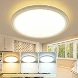 slochi LED Deckenleuchte 29CM 24W 2400LM, 3 Farben Deckenlampe 3000K/4500K/6500K, Flach Rund Badezimmer Lampe IP44 Wasserfest, Badlampe Decke für Küche Wohnzimmer Schlafzimmer