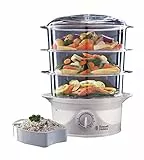 Russell Hobbs 21140 Dampfgarer, 3 Ebenen, 9 l, 800 W, weiß mit UK England Netzstecker
