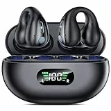Offene Ohrklemme, kabellose Ohrhörer, Bluetooth 5.3, Sport-Kopfhörer, integriertes Mikrofon mit Ohrbügeln und Ohrbügel, kabellose Ladehülle und Display, wasserdichte Fitness-Kopfhörer für Sport,