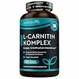 Nutravita L-Carnitin-Komplex - Hochwirksame Kapseln mit zusätzlichem Riboflavin, Biotin, Chrom, Vitamin D, B3 & B6 - Makronährstoff- & Energielieferant für den Stoffwechsel - 150 vegane Kapseln