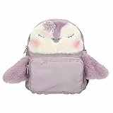 Depesche 13159 Princess Mimi Penguin - Rucksack in Flieder, mit Pinguin Motiv und Plüschfell, Tasche mit verstellbaren Trägern