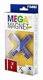 Dahle Mega Magnet CROSS XL (70 x 70 mm, inkl. 2 Haken zum Aufhängen von Gegenständen) blau