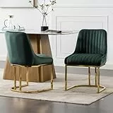 chairus Esszimmerstühle 2er Set Samt, Küchenstühle für Esszimmer, Moderne Polsterstühle mit Metallbeinen, Essstühle für Küche Wohnzimmer, Grün
