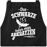 MoonWorks® Grill-Schürze für Männer mit Spruch Das Schwarze kann man abkratzen Spruch lustig Grillen Baumwoll-Schürze Küchenschürze Schwarz unisize