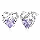 LANBEIDE Juni Geburtsstein Ohrringe, 925 Sterling Silber Unendlichkeit Liebe Herz Ohrstecker Alexandrit Ohrringe für Frauen Geburtstagsgeschenke