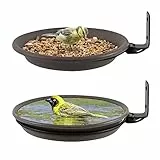 2 Stücke Vogelfutterspender Und Vogeltränke,Vogeltränken Für Den Garten,Vogeltränke Für Balkongeländer,Vogelfutterhaus Balkongeländer Rund Mit Wandhalterung,Anlocken Von Wildvögeln (Schwarz)