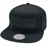 Mitchell & Ness 2 Tone Box Logo - Flat Visor Snapback Basecap, Black-Black
