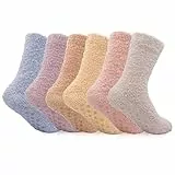 colornival Damen Plüsch-Rutschfeste Hausschuhe Socken - Flauschig, Bequem, Warme Winterschlaf- und Haussocken