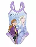 Disney Frozen Die Eiskönigin Badeanzug für Mädchen ELSA Anna Einteiler Kinder Schwimmanzug Schnelltrocknend Badebekleidung 104/110 116/122 128/134 (DE/NL/SE/PL, Numerisch, 98, 104, Regular, lila)