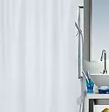 Spirella 1 Schimmel Duschvorhang-Anti-Bakteriell, waschbar, wasserdicht-Polyester, „Primo “ 180x180cm Weiß, White, 180 x 180 cm