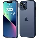 ORDA für iPhone 13 Hülle 6,1 Zoll, Vollständiger Kameraschutz Stoßfest Kratzfest Transluzente Rückseite Schutzhülle, Anti-Fingerabdruck Handyhülle für iPhone 13 (Dunkel Blau)