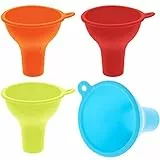 Thinp 4 Stück Silikon Trichter Farben Trichter Set Funnel Große öffnung Breite Lebensmittelqualität Öffnungstrichter Set, für Küche Marmelade Öl Flüssigkeiten und Pulver(Blau, Rot, Orange, Grün)