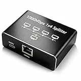 VBESTLIFE 1 Bis 4 Gigabit-Ethernet-Splitter, 1000 Mbit/s Hochgeschwindigkeits-Netzwerk-Splitter für Computer, Router, Displays und Mehrere Geräte