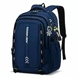 Amythe Schulrucksack Jungen Teenager - Wasserdichter Leichter 35L Großer Rucksack für Gymnasium mit 15,6 Zoll Laptopfach und Trolley-Gurt - Ideal für Schule und Reisen, Blau