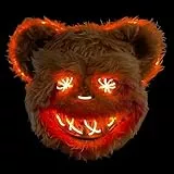 23GUANYI Horror LED Maske, Halloween Masken Blutige Plüsch Bärenmaske für Erwachsene Kinder für Cosplay Halloween Party (Braun)