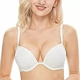 Wingslove Damen Super Push Up BH mit Bügel Extrem Gepolstert Maximizer für Kleine Brüste (Weiß,34B)