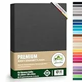 Premium Spannbettlaken, extra schwer und dick, 97% Mako-Jersey-Baumwolle und 3% Elasthan, auch Boxspringbett geeignet, 90 x 200-100 x 220 cm, Anthrazit/Grau