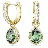 Swarovski Chroma Hängeohrringe, Grüne und Vergoldete Ohrhänger mit Strahlenden Swarovski Kristallen